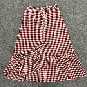 Chic Red Checkered A-Line Skirt